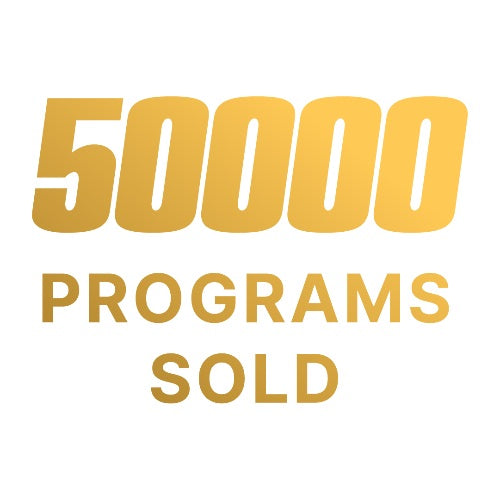 Gold text on a white background indicating '50000 Programs Sold' (Torokhtiy Weightlifting)