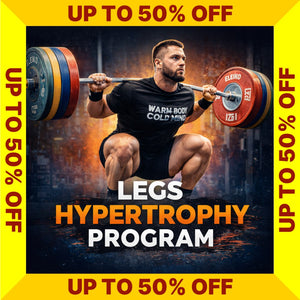 Legs Hypertrophy Program cover with a discount banner on a white background (Torokhtiy Weightlifting)