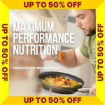 maximum performance nutrition program cover with a person cooking vegetables and promotional text on a yellow border (Torokhtiy Weightlifting)