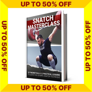Book titled 'Snatch Masterclass' with a discount banner on a white background (Torokhtiy Weightlifting)