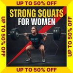 Strong Squats for Women Program with promotional text on a yellow border (Torokhtiy Weightlifting)