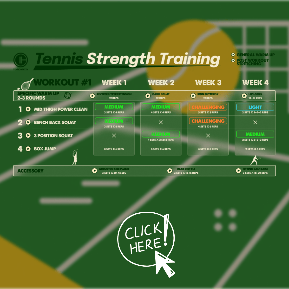 Tennis strength training program from Oleksiy Torokhtiy