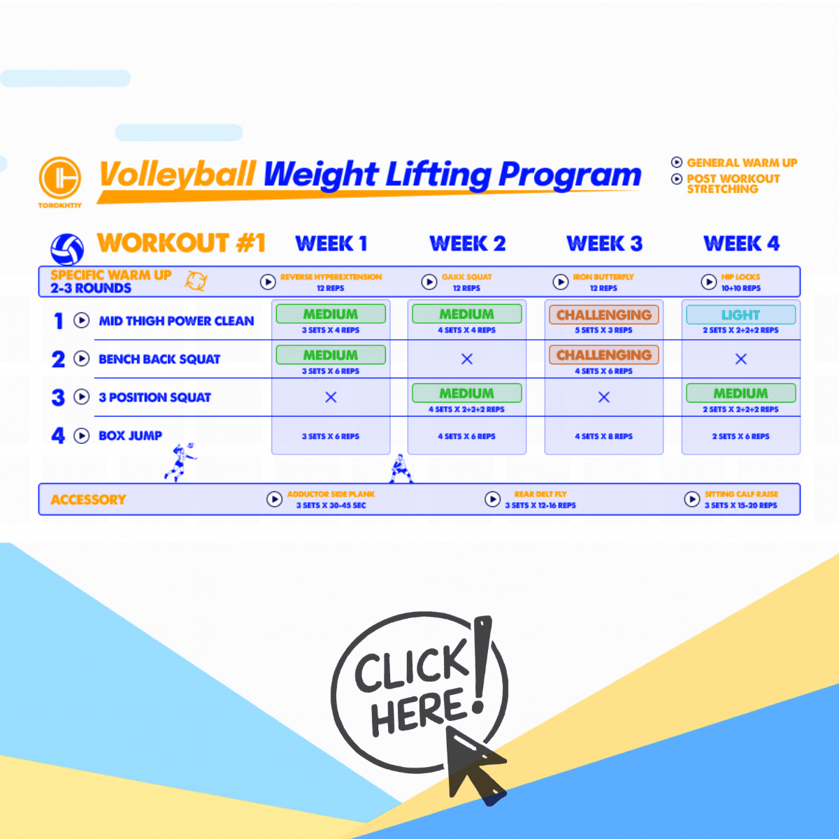 Volleyball weight lifting program with workout schedule from Oleksiy Torokhtiy